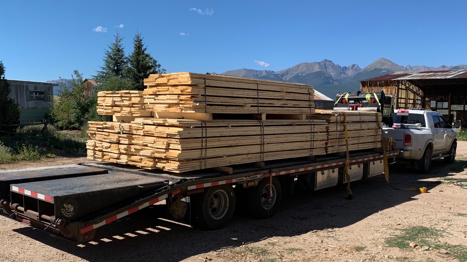 Order of
 spruce 1" board ready for transport